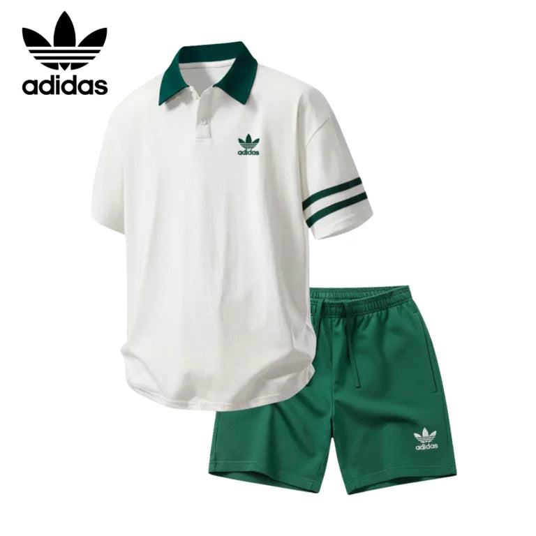 AD® Retro Contrast Collar Polo & Shorts Set