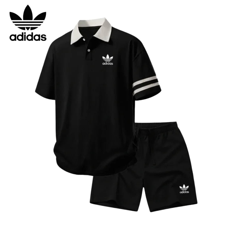 AD® Retro Contrast Collar Polo & Shorts Set