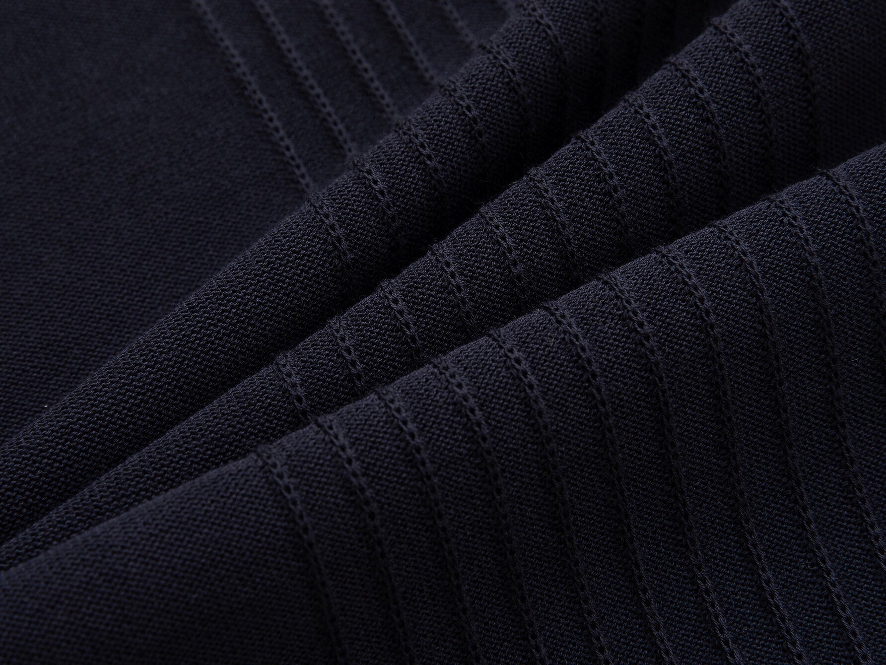 Vertical Ribbed Knit T-Shirt | Navy Blue